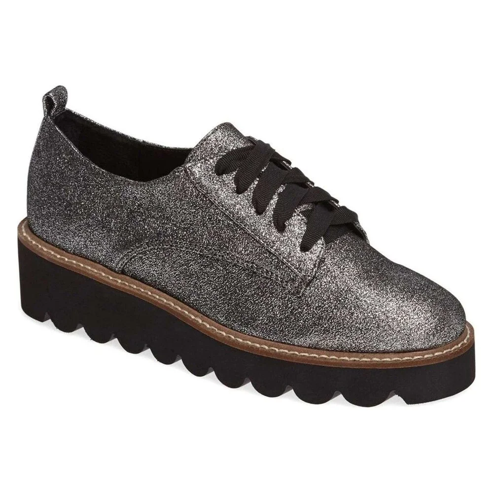 NWOB Shellys London Jack Metallic Lace Up Platform Creeper